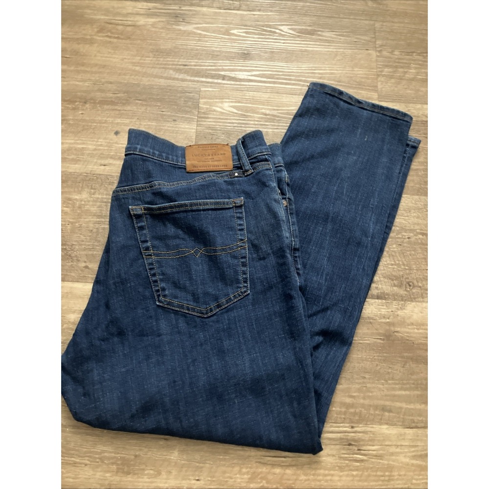 Lucky Brand 121 Slim Straight Jeans Mens 40x30 Medium Wash Blue Denim Pants